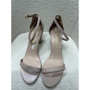 Stuart Weitzman Women's Nude Ankle Strap Block Heel Sandals Size 12